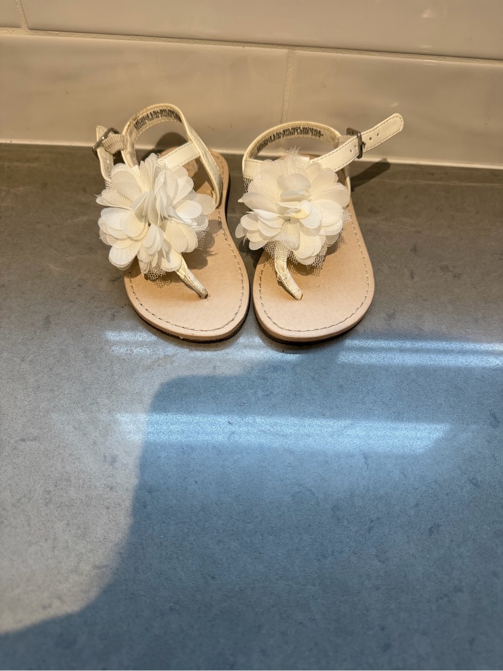 The Children's Place White Floral Toe-Post Sandals